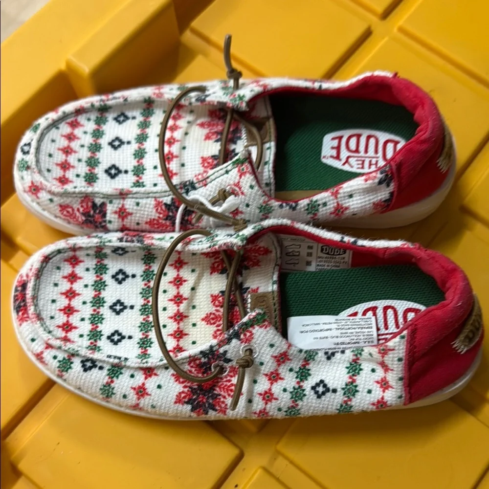 Hey Dude Kids' Festive Red and Green Shoes